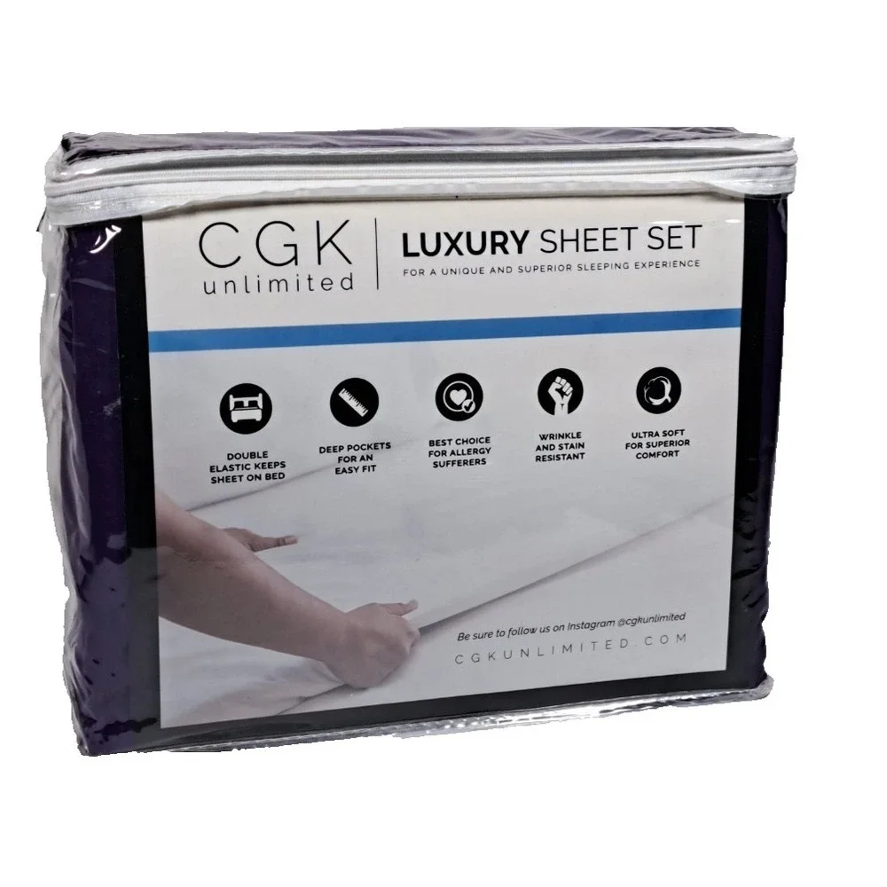 CGK Unlimited Luxury Sheet Set Twin 3PC Purple Deep Pocket Wrinkle Resistant NEW